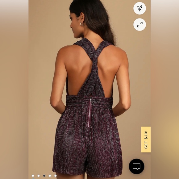 NWT - Lulus - Sparkly Magenta and Silver Sleeveless Romper - Size XS - Picture 3 of 4